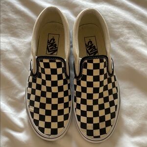 Vans Unisex Checkered Slip-On Shoes - Black and White Sz 7M/8.5W